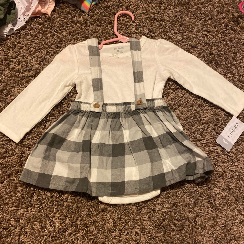 Grey and white plaid dress